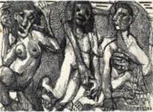 Les Trois Filles Recto- Trois Tete Verso by Louis Soutter