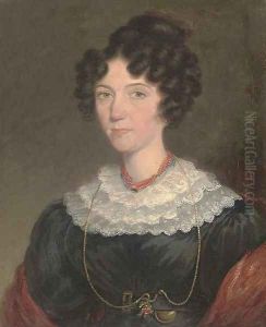 Portrait of a lady, small bust-length, in a black dress with lace trim