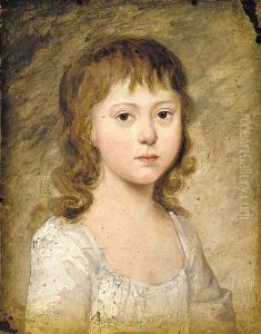 Portrait of a young girl, small quarter-length, in a white dress