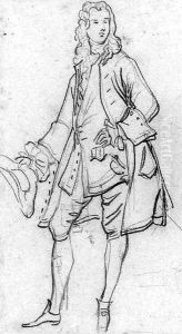 Study of a gentleman, full-length, holding a tricorne in his right hand by English School