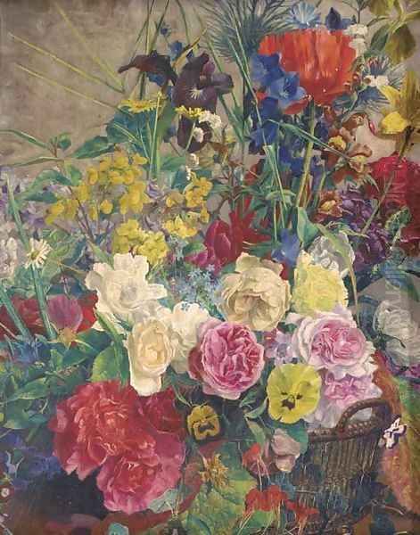 Summer flowers in a basket - view 1