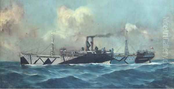 The Booth Line's Anselm in dazzle camouflage during the Second World War - view 1