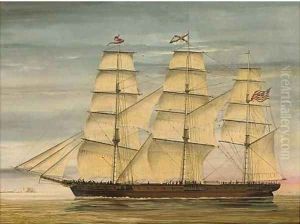 The clipper ship Ocean Express; and A clipper off a coast by English School