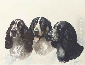 Three spaniels by English School