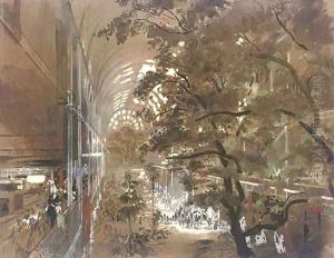 View of the interior of the Great Exhibition, London, 1851 by English School
