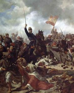 General Juan Prim y Prats 1814-70 leading the Catalan Volunteers to the Battle of Alba de Tormes, 1865 by Francisco Sans y Cabot