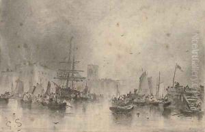 A bustling port by George Sheffield
