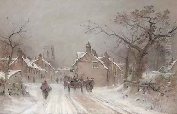 Wintertime, the entrance to a village - view 1