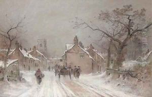 Wintertime, the entrance to a village by George Sheffield