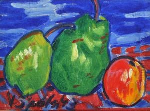 A Still Life With Pears And An Apple by Vaclav Spala