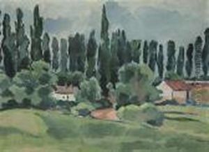 A Landscape With Poplars by Vaclav Spala