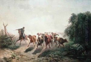 Union Drover with Cattle for the Army, 1860 by Otto Sommer