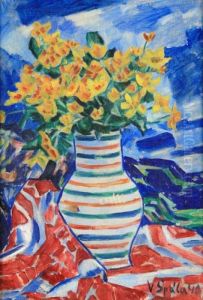 A Bouquet Of Kingcups In A Vase by Vaclav Spala