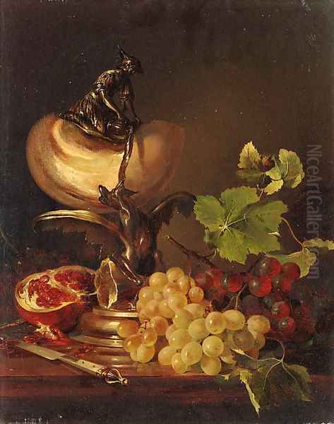 Still life with grapes, pomegranate and a nautilus cup - view 1