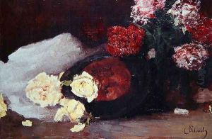 Still Life with Tea Roses, c.1885 by Carl Schuch