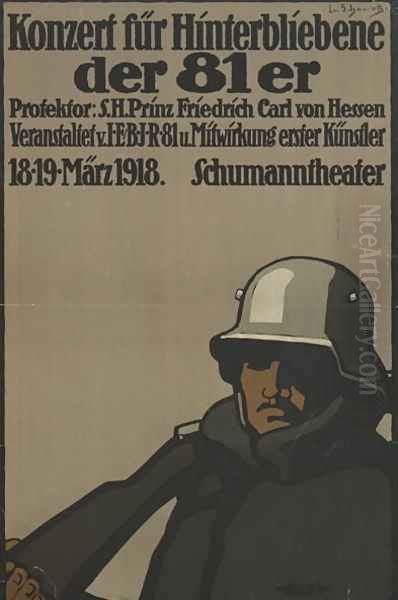 German advertisement for a benefit concert for families of fallen soldiers , printed by Kornsand & Co., Frankfurt, March 1918 - view 1