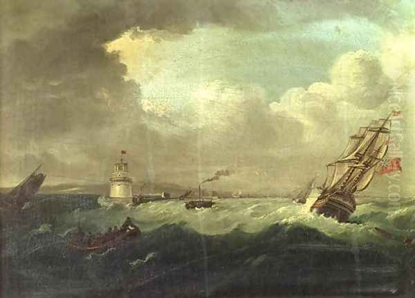 Shipping Off The Pigeon House, Port of Dublin With The Viceroys Yacht The Dorset - view 1