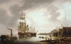 British Men of War at Anchor in Blackwall Reach, 1792
