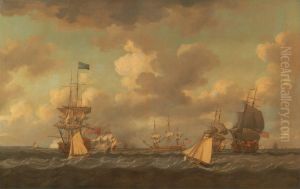 English Ships Coming to Anchor in a Fresh Breeze