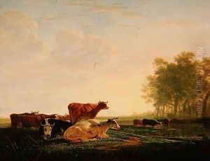 Cattle in a Landscape by Jacob Van Stry