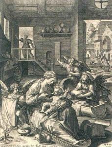 The Holy Family in Egypt by Jean or Johann Sadeler
