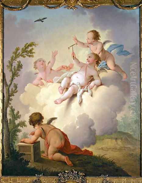 Angels Playing with a Bird in a Landscape - view 1