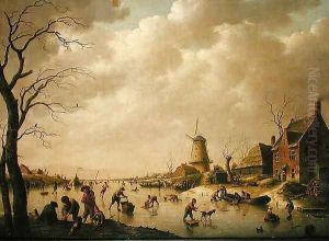 Skaters on a Frozen Canal, 1779 by Hendrik Willem Schweickardt