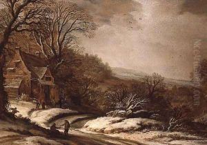 Winter Landscape with Cottages, 1625 by Pieter van Santvoort