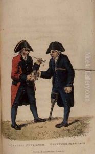 A Chelsea Pensioner and a Greenwich Pensioner from Ackermanns World in Miniature by Frederic Shoberl