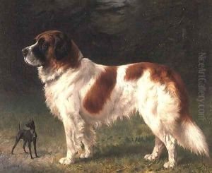 A St. Bernard and a Miniature Pincher by Heinrich Sperling