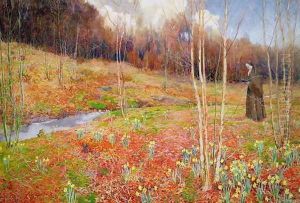 A Landscape in Spring, with a Nun Walking Among Daffodils by John G. Sowerby