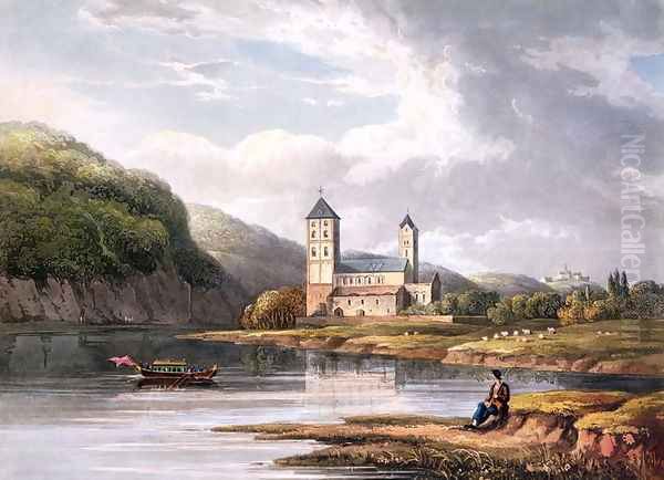 The Church of Johannes at the influx of the Lahn, engraved by T. Sutherland, from A Picturesque Tour along the Rhine, from Mentz to Cologne, published by R. Ackermann, London, 1819 - view 1