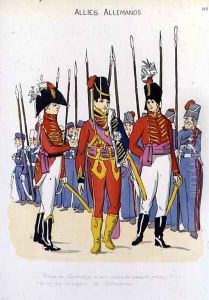 The Duke of Cambridge and His Aides de Camps Reviewing the Troops by Christoph Suhr 1771-1842 by Christoph Suhr