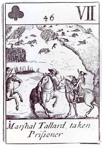 Marshal Tallard taken Prisoner, seven of clubs playing card from a set commemorating the War of the Spanish Succession 1702-13 - view 1