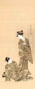 Two courtesans by Kubo Shunman