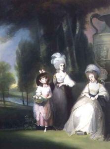 A Group Portrait of the Lindsey Family in a Classical Landscape by Maria Spilsbury
