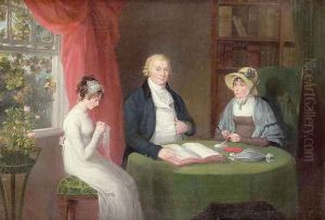 Group Portrait at a Drawing Room Table by Maria Spilsbury