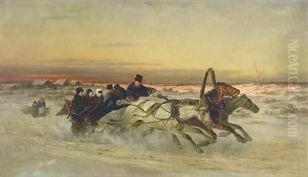A Galloping Winter Troika at Dawn - view 1