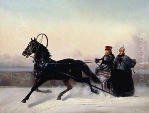 Emperor Nicholas I 1796-1855 Driving in a Sleigh by Nikolai Egorovich Sverchkov