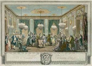 The Evening Dress Ball at the House of Monsieur Villemorien Fila, engraved by L. Provost by Augustin de Saint-Aubin
