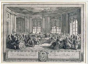 The Concert at the house of the Countess of Saint Brisson, engraved by L. Provost by Augustin de Saint-Aubin