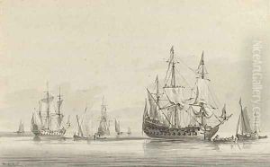 Men-o'war becalmed offshore