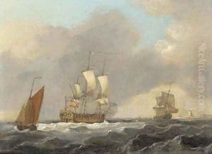 Men-o'war in the Channel by Francis Swaine