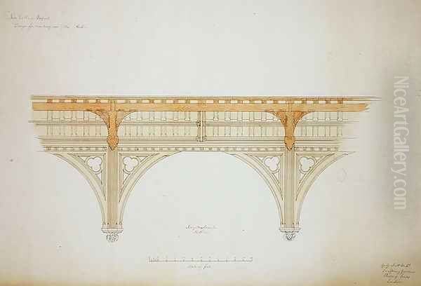 New College Oxford Design for New Hall Roof, 1865 - view 1