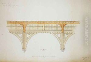 New College Oxford Design for New Hall Roof, 1865 by Sir George Gilbert Scott
