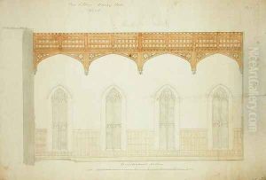 New College Oxford Design for New Hall Roof, 1865 4 by Sir George Gilbert Scott