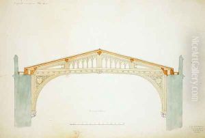New College Oxford Design for Hall New Roof, 1865 by Sir George Gilbert Scott