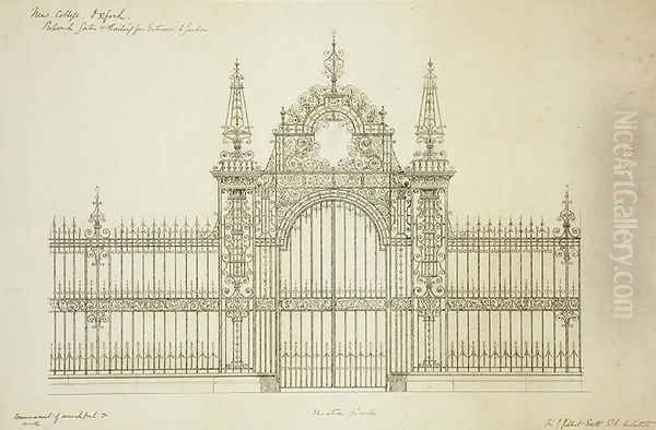New College Oxford Proposed Gates and Railing for Entrance to Garden, 1874 2 - view 1