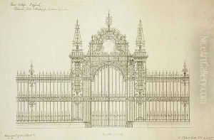 New College Oxford Proposed Gates and Railing for Entrance to Garden, 1874 2 by Sir George Gilbert Scott