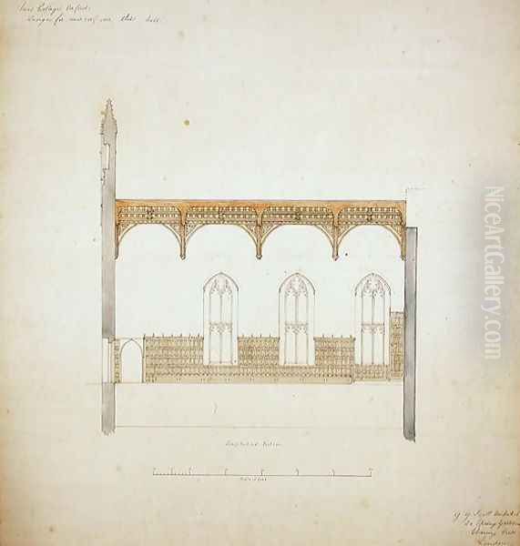 New College Oxford Design for New Hall Roof, 1865 3 - view 1